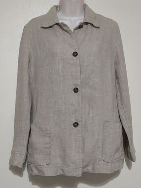 Vintage Harve bernard Tan linen women's blazer Size 12